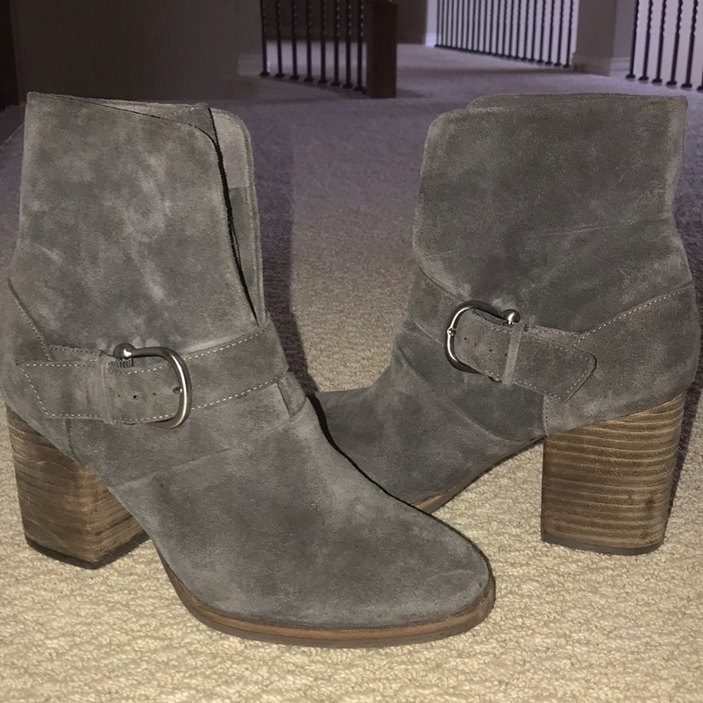 grey suede ankle booties